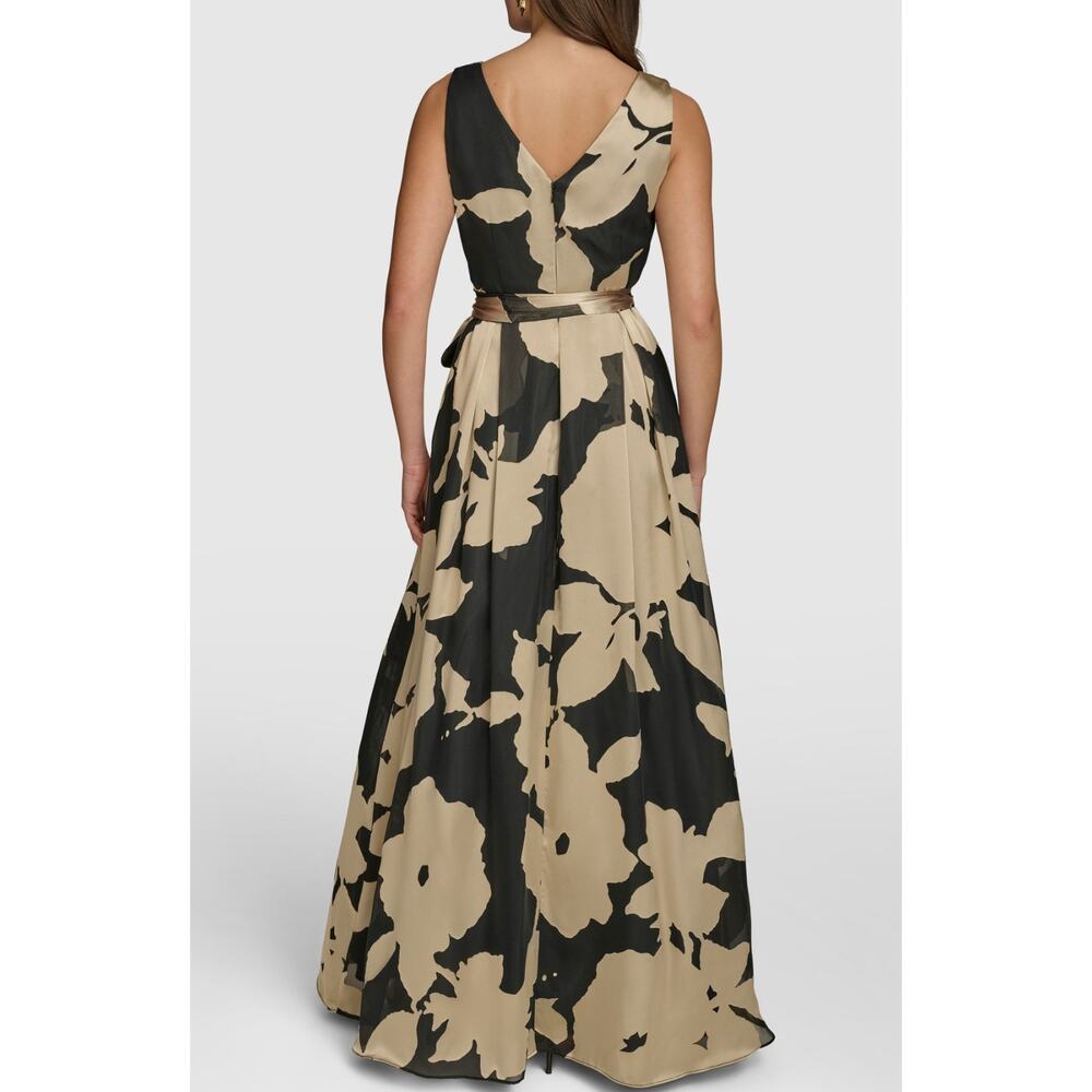 Donna Karan Floral Maxi Dress Black Beige Size 4. NWT - Picture 2 of 10